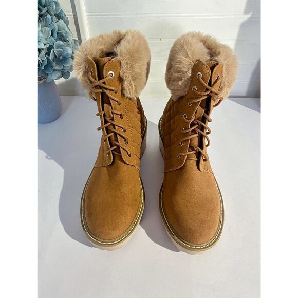 Nicole Miller Faux Fur Cuff Wedge Bootie - Picture 3 of 11